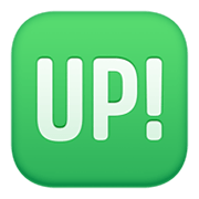 🆙 Emoji Schriftzug „UP!“ im blauen Quadrat Facebook 13.1.