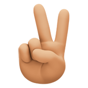 ✌🏼 Emoji Victory-Geste: mittelhelle Hautfarbe Facebook 13.1.