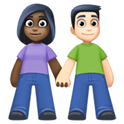 👩🏿‍🤝‍👨🏻 Emoji Mann und Frau halten Hände: dunkle Hautfarbe, helle Hautfarbe Facebook 13.1.