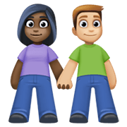 👩🏿‍🤝‍👨🏼 Emoji Mann und Frau halten Hände: dunkle Hautfarbe, mittelhelle Hautfarbe Facebook 13.1.
