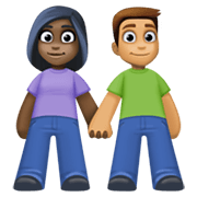 👩🏿‍🤝‍👨🏽 Emoji Mann und Frau halten Hände: dunkle Hautfarbe, mittlere Hautfarbe Facebook 13.1.