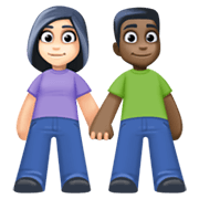 👩🏻‍🤝‍👨🏿 Emoji Mann und Frau halten Hände: helle Hautfarbe, dunkle Hautfarbe Facebook 13.1.