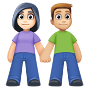 👩🏻‍🤝‍👨🏼 Emoji Mann und Frau halten Hände: helle Hautfarbe, mittelhelle Hautfarbe Facebook 13.1.