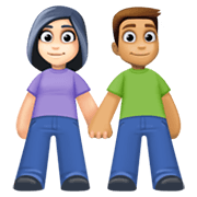 👩🏻‍🤝‍👨🏽 Emoji Mann und Frau halten Hände: helle Hautfarbe, mittlere Hautfarbe Facebook 13.1.
