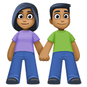 👫🏾 Emoji Mann und Frau halten Hände: mitteldunkle Hautfarbe Facebook 13.1.