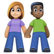 👩🏼‍🤝‍👨🏿 Emoji Mann und Frau halten Hände: mittelhelle Hautfarbe, dunkle Hautfarbe Facebook 13.1.