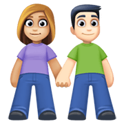👩🏼‍🤝‍👨🏻 Emoji Mann und Frau halten Hände: mittelhelle Hautfarbe, helle Hautfarbe Facebook 13.1.