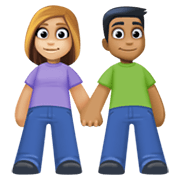 👩🏼‍🤝‍👨🏾 Emoji Mann und Frau halten Hände: mittelhelle Hautfarbe, mitteldunkle Hautfarbe Facebook 13.1.