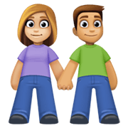 👩🏼‍🤝‍👨🏽 Emoji Mann und Frau halten Hände: mittelhelle Hautfarbe, mittlere Hautfarbe Facebook 13.1.