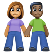 👩🏽‍🤝‍👨🏿 Emoji Mann und Frau halten Hände: mittlere Hautfarbe, dunkle Hautfarbe Facebook 13.1.