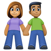 👩🏽‍🤝‍👨🏾 Emoji Mann und Frau halten Hände: mittlere Hautfarbe, mitteldunkle Hautfarbe Facebook 13.1.