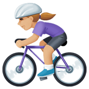 Émoji 🚴🏼‍♀️ Cycliste Femme : Peau Moyennement Claire sur Facebook 13.1.