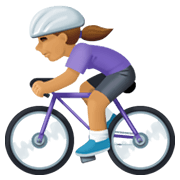 🚴🏽‍♀️ Emoji Mujer En Bicicleta: Tono De Piel Medio en Facebook 13.1.