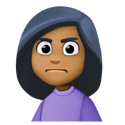🙍🏾‍♀️ Emoji Mujer Frunciendo El Ceño: Tono De Piel Oscuro Medio en Facebook 13.1.