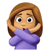 🙅🏽‍♀️ Emoji Mujer Haciendo El Gesto De «no»: Tono De Piel Medio en Facebook 13.1.