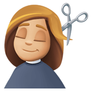 💇🏼‍♀️ Emoji Mujer Cortándose El Pelo: Tono De Piel Claro Medio en Facebook 13.1.