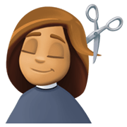 💇🏽‍♀️ Emoji Mujer Cortándose El Pelo: Tono De Piel Medio en Facebook 13.1.
