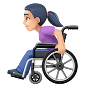 👩🏻‍🦽 Emoji Frau in manuellem Rollstuhl: helle Hautfarbe Facebook 13.1.