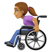 👩🏽‍🦽 Emoji Frau in manuellem Rollstuhl: mittlere Hautfarbe Facebook 13.1.