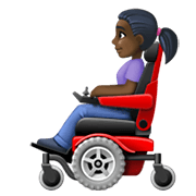 👩🏿‍🦼 Emoji Mulher Em Cadeira De Rodas Motorizada: Pele Escura na Facebook 13.1.