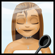 🧖🏽‍♀️ Emoji Frau in Dampfsauna: mittlere Hautfarbe Facebook 13.1.
