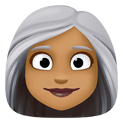 👩🏾‍🦳 Emoji Frau: mitteldunkle Hautfarbe, weißes Haar Facebook 13.1.