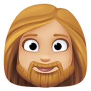 🧔🏼‍♀️ Emoji Mujer Con Barba Tono De Piel Claro Medio en Facebook 13.1.