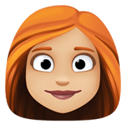 👩🏼‍🦰 Emoji Frau: mittelhelle Hautfarbe, rotes Haar Facebook 13.1.
