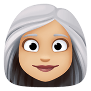 👩🏼‍🦳 Emoji Frau: mittelhelle Hautfarbe, weißes Haar Facebook 13.1.
