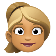👱🏽‍♀️ Emoji Frau: mittlere Hautfarbe, blond Facebook 13.1.