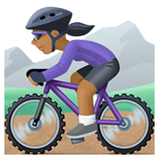 🚵🏾‍♀️ Emoji Mujer En Bicicleta De Montaña: Tono De Piel Oscuro Medio en Facebook 13.1.