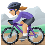 🚵🏼‍♀️ Emoji Mujer En Bicicleta De Montaña: Tono De Piel Claro Medio en Facebook 13.1.