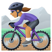 🚵🏽‍♀️ Emoji Mujer En Bicicleta De Montaña: Tono De Piel Medio en Facebook 13.1.