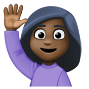 🙋🏿‍♀️ Emoji Mulher Levantando A Mão: Pele Escura na Facebook 13.1.