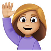 🙋🏼‍♀️ Emoji Frau mit erhobenem Arm: mittelhelle Hautfarbe Facebook 13.1.