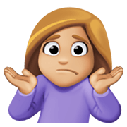 🤷🏼‍♀️ Emoji Mujer Encogida De Hombros: Tono De Piel Claro Medio en Facebook 13.1.