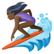 🏄🏿‍♀️ Emoji Mujer Haciendo Surf: Tono De Piel Oscuro en Facebook 13.1.