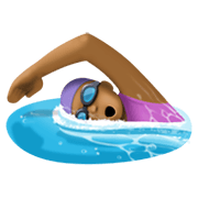 🏊🏾‍♀️ Emoji Mujer Nadando: Tono De Piel Oscuro Medio en Facebook 13.1.
