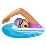 🏊🏼‍♀️ Emoji Mujer Nadando: Tono De Piel Claro Medio en Facebook 13.1.