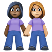 👩🏿‍🤝‍👩🏼 Emoji händchenhaltende Frauen: dunkle Hautfarbe, mittelhelle Hautfarbe Facebook 13.1.