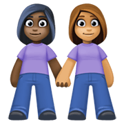 👩🏿‍🤝‍👩🏽 Emoji händchenhaltende Frauen: dunkle Hautfarbe, mittlere Hautfarbe Facebook 13.1.