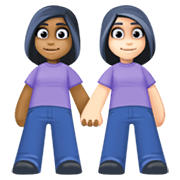 👩🏾‍🤝‍👩🏻 Emoji händchenhaltende Frauen: mitteldunkle Hautfarbe, helle Hautfarbe Facebook 13.1.