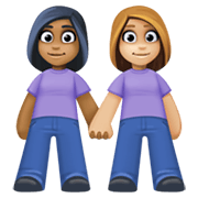 👩🏾‍🤝‍👩🏼 Emoji händchenhaltende Frauen: mitteldunkle Hautfarbe, mittelhelle Hautfarbe Facebook 13.1.