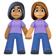 👩🏾‍🤝‍👩🏽 Emoji händchenhaltende Frauen: mitteldunkle Hautfarbe, mittlere Hautfarbe Facebook 13.1.