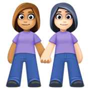 👩🏽‍🤝‍👩🏻 Emoji händchenhaltende Frauen: mittlere Hautfarbe, helle Hautfarbe Facebook 13.1.