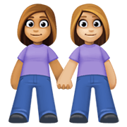 👩🏽‍🤝‍👩🏼 Emoji händchenhaltende Frauen: mittlere Hautfarbe, mittelhelle Hautfarbe Facebook 13.1.
