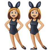 👯🏼‍♀️ Emoji Frauen mit Hasenohren, mittelhelle Hautfarbe Facebook 13.1.