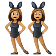 👯🏽‍♀️ Emoji Mujeres Con Orejas De Conejo, Tono De Piel Medio en Facebook 13.1.
