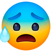 Emoji 😰 Faccina Blu Sudata su Facebook 14.0.