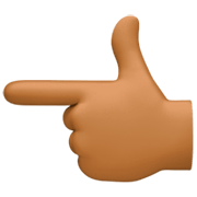 👈🏾 Emoji Dorso Da Mão Com Dedo Indicador Apontando Para A Esquerda: Pele Morena Escura na Facebook 14.0.